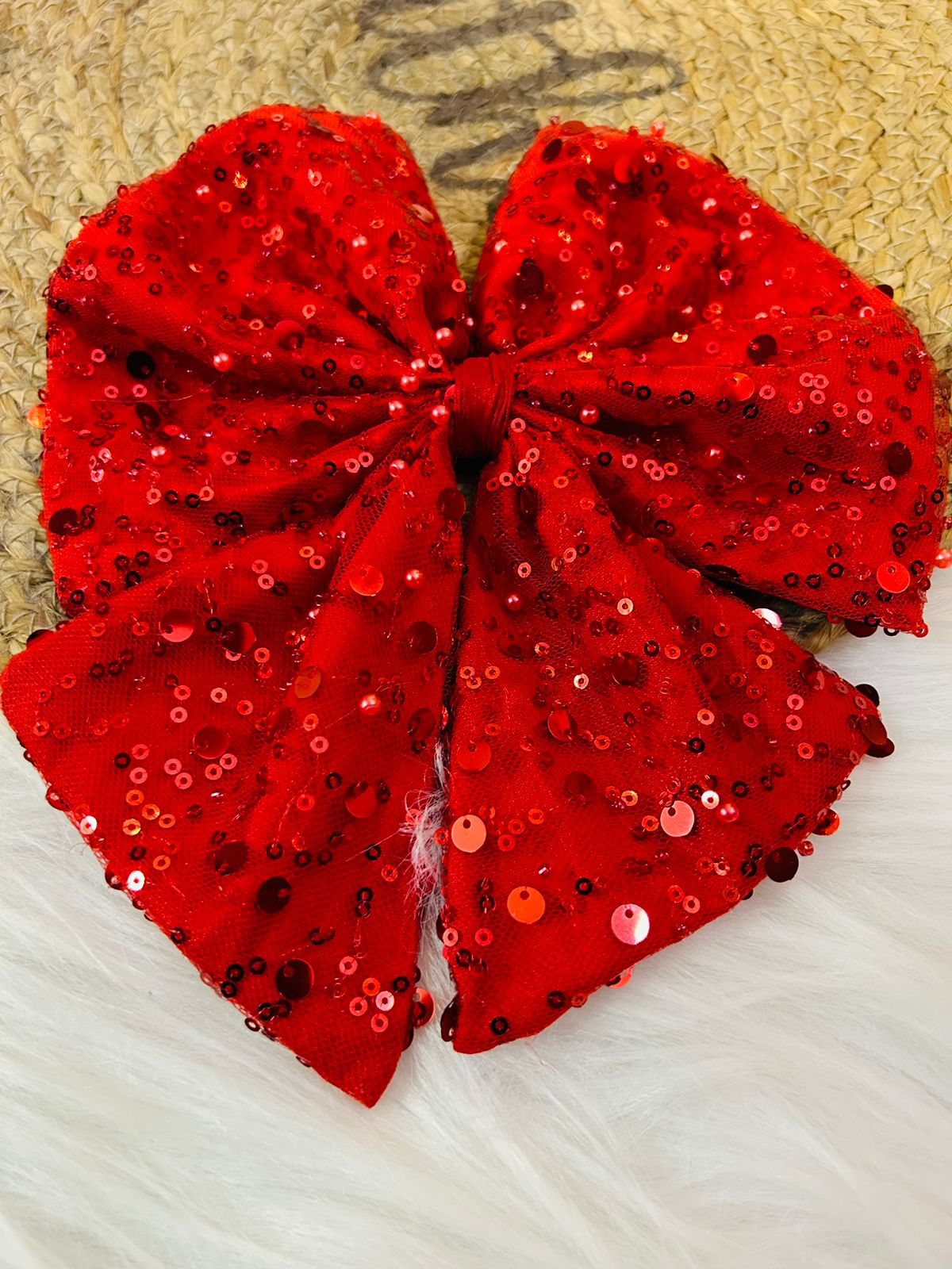 Hair Bow Girls Hair Barrettes with Big Ribbon Large Vintage Head Bow Clip for Hair Accessories (RED)